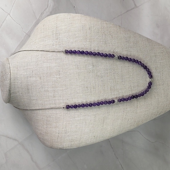 DMJ Amethyst/Sterling Silver Adjustable Slide Necklace - Picture 7 of 9